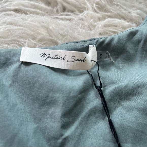 NWT Mustard Seed 'Faded Green' side tie v-neck long sleeve flowy dress sz S - Picture 4 of 8